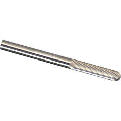 Made in USA - 6mm Cut Diam, 0.2362" Shank Diam, Cylinder with Radius Head Aluma Cut Burr - Carbide, 25mm LOC, 70mm OAL - Exact Tooling