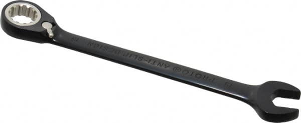 Proto - 15mm 12 Point Combination Wrench - 15° Head Angle, 7-7/8" OAL, Steel, Black Chrome Finish - Exact Tooling