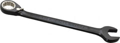 Proto - 18mm 12 Point Combination Wrench - 15° Head Angle, 9-5/16" OAL, Steel, Black Chrome Finish - Exact Tooling