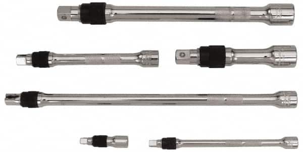 Proto - 1/4, 3/8 & 1/2" Drive Socket Locking Extension Set - 6 Pieces, Includes 1/4" Drive: 2", 6" & 3/8" Drive: 6", 12" & 1/2" Drive: 5", 10" Lengths - Exact Tooling