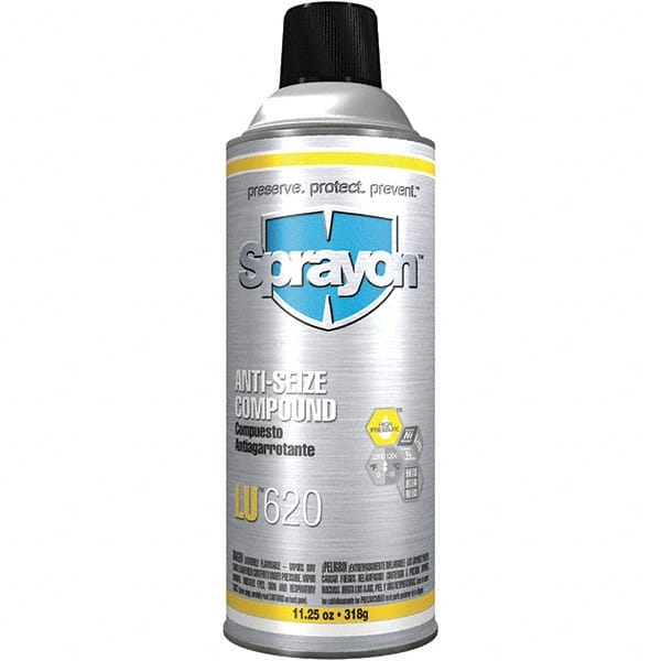 Sprayon - 8 oz Bottle Extreme Pressure Anti-Seize Lubricant - Nickel/Aluminum/Copper, -17.77 to 1,204°C, Copper Colored, Water Resistant - Exact Tooling