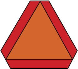 NMC - "Slow Moving Vehicle Emblem", 16" Wide x 14" High, Vinyl Construction Roadway Signs - 0.0045" Thick, Orange, High Intensity Reflectivity, Triangle, Adhesive Backed Mount - Exact Tooling