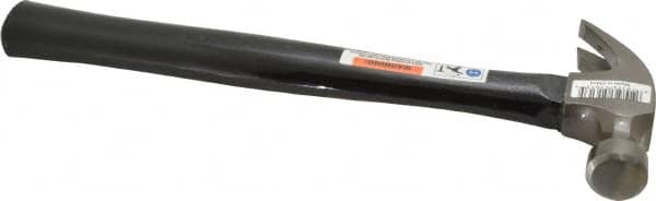 Stanley - 7/16 Lb Head, Curved Claw Nail Hammer - 11-1/2" OAL, Carbon Steel Head, Smooth Face, Wood Handle - Exact Tooling