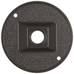 Cooper Crouse-Hinds - 1 Outlet, 1/2" Hole Diam, Powder Coat Finish, Round Noncorrosive Weatherproof Box Cover - 4-1/2" Wide x 9/16" High, Wet Locations, Aluminum, UL Listed - Exact Tooling
