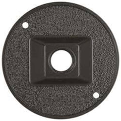 Cooper Crouse-Hinds - 1 Outlet, 1/2" Hole Diam, Powder Coat Finish, Round Noncorrosive Weatherproof Box Cover - 4-1/2" Wide x 9/16" High, Wet Locations, Aluminum, UL Listed - Exact Tooling