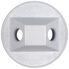 Cooper Crouse-Hinds - 2 Outlet, 1/2" Hole Diam, Powder Coat Finish, Round Noncorrosive Weatherproof Box Cover - 4-1/2" Wide x 9/16" High, Wet Locations, Aluminum, UL Listed - Exact Tooling
