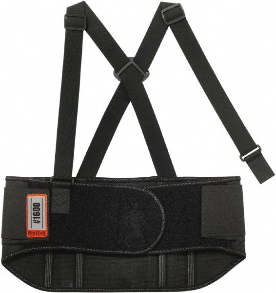 Ergodyne - Size 3XL, Elastic Belt with Adjustable Shoulder Straps - 46 to 52" Waist, 9" Wide, Detachable Strap, Black - Exact Tooling