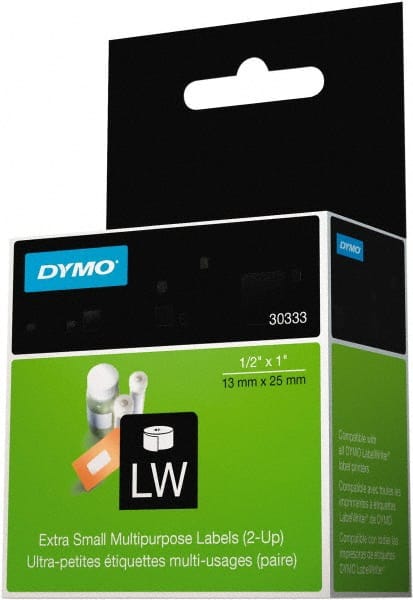 Dymo - 1" Wide x 1/2" Long, White Multi-Purpose Label - For DYMO LabelWriter Printers - Exact Tooling