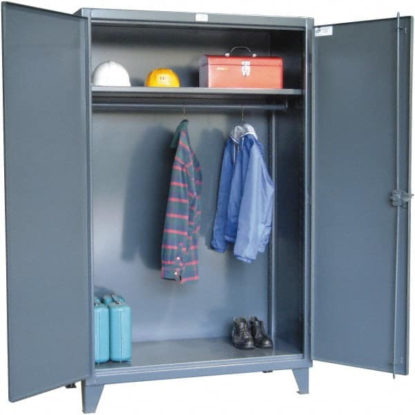 Strong Hold - 1 Shelf Combination Storage Cabinet - Steel, 48" Wide x 24" Deep x 72" High, Dark Gray - Exact Tooling