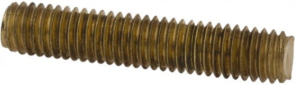 Value Collection - #10-32 1" OAL Fully Threaded Stud - Brass, Plain Finish - Exact Tooling