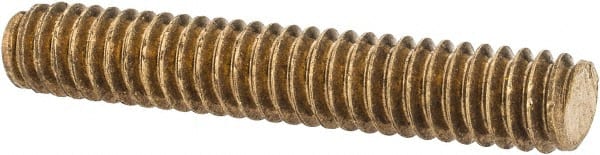 Value Collection - 1/4-20 1-1/2" OAL Fully Threaded Stud - Brass, Plain Finish - Exact Tooling
