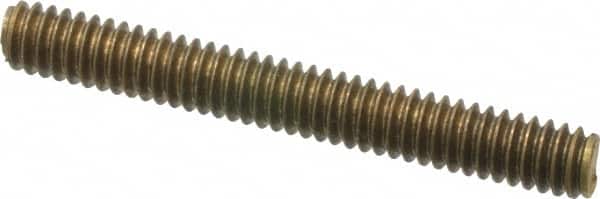 Value Collection - 1/4-20 2" OAL Fully Threaded Stud - Brass, Plain Finish - Exact Tooling