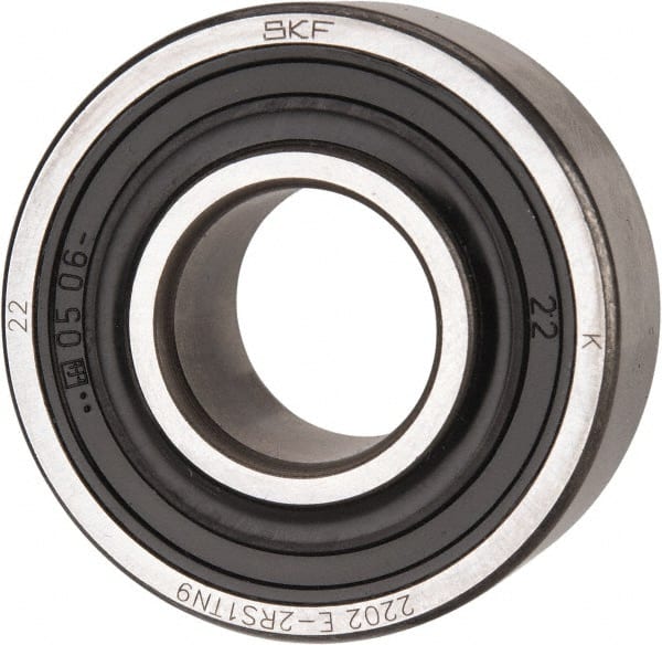 SKF - 15mm Bore Diam, 35mm OD, Double Seal Self Aligning Radial Ball Bearing - 14mm Wide, 2 Rows, Round Bore, 459 Lb Static Capacity, 1,960 Lb Dynamic Capacity - Exact Tooling