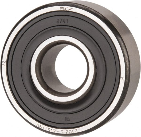 SKF - 15mm Bore Diam, 42mm OD, Double Seal Self Aligning Radial Ball Bearing - 17mm Wide, 2 Rows, Round Bore, 652 Lb Static Capacity, 2,680 Lb Dynamic Capacity - Exact Tooling