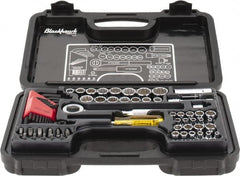 Blackhawk by Proto - 65 Piece 1/4 & 3/8" Drive Standard Socket Set - 5/32 to 13/16", 4 to 17mm, Inch/Metric Measurement Standard - Exact Tooling