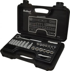 Blackhawk by Proto - 24 Piece 3/8" Drive Deep Well Socket Set - 6 Points, 5/8" to 5/8" 7mm to 19mm Range, Metric Measurement Standard - Exact Tooling