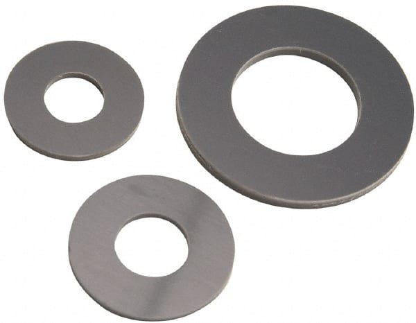 Made in USA - 3/8" Screw, Grade Gray PVC Standard Flat Washer - 0.437" ID x 1" OD, 0.062" Thick, Plain Finish - Exact Tooling