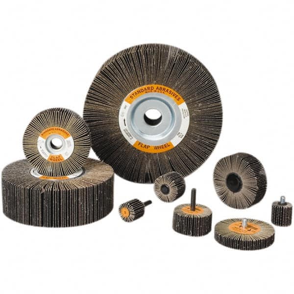 Standard Abrasives - 6 Inch Diameter, 40 Grit Aluminum Oxide Unmounted Flap Wheel - 1 Inch Hole, 2 Inch Wide, Coated, Coarse Grade, 6,200 Max RPM - Exact Tooling