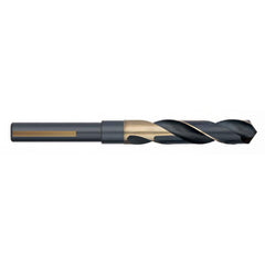 Titan USA - 35/64" 118° 1/2" Shank Black Oxide/Gold Finish High Speed Steel Silver & Deming Reduced Shank Drill Bit - Exact Tooling