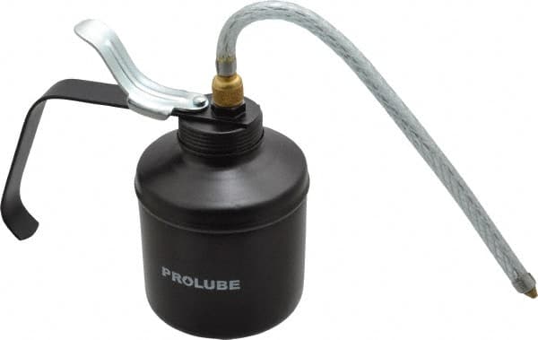 PRO-LUBE - 500 mL Capcity, 9" Long Flexible Spout, Lever-Type Oiler - Steel Pump, Steel Body, Powder Coated - Exact Tooling