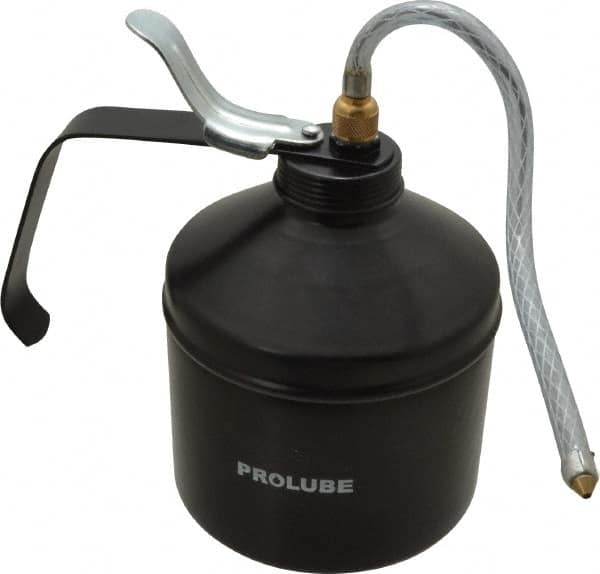 PRO-LUBE - 1,000 mL Capcity, 9" Long Flexible Spout, Lever-Type Oiler - Steel Pump, Steel Body, Powder Coated - Exact Tooling