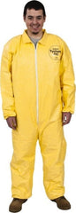 Dupont - Size 2XL PE Film Chemical Resistant Coveralls - Yellow, Zipper Closure, Elastic Cuffs, Elastic Ankles, Serged Seams - Exact Tooling