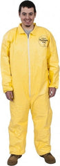 Dupont - Size 3XL PE Film Chemical Resistant Coveralls - Yellow, Zipper Closure, Elastic Cuffs, Elastic Ankles, Serged Seams - Exact Tooling