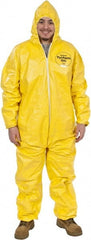 Dupont - Size 2XL PE Film Chemical Resistant Coveralls - Yellow, Zipper Closure, Elastic Cuffs, Elastic Ankles, Serged Seams - Exact Tooling