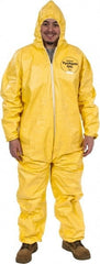 Dupont - Size 3XL PE Film Chemical Resistant Coveralls - Yellow, Zipper Closure, Elastic Cuffs, Elastic Ankles, Serged Seams - Exact Tooling