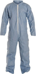 Dupont - Size M FR Disposable Flame Resistant/Retardant Coveralls - Blue, Zipper Closure, Open Cuffs, Open Ankles, Serged Seams - Exact Tooling