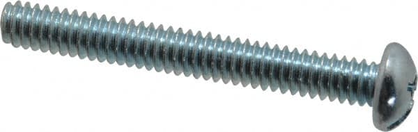 Value Collection - 1/4-20 UNC, 2" Length Under Head Slotted/Phillips Drive Machine Screw - Round Head, Grade J82 Steel, Zinc-Plated Finish, Without Washer - Exact Tooling