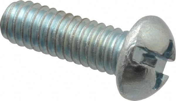 Value Collection - #8-32 UNC, 1/2" Length Under Head Slotted/Phillips Drive Machine Screw - Round Head, Grade 2 Steel, Zinc-Plated Finish, Without Washer - Exact Tooling