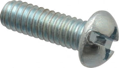 Value Collection - #8-32 UNC, 1/2" Length Under Head Slotted/Phillips Drive Machine Screw - Round Head, Grade 2 Steel, Zinc-Plated Finish, Without Washer - Exact Tooling