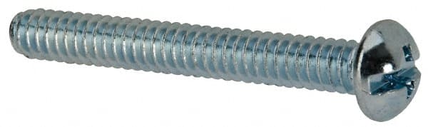 Value Collection - #10-24 UNC, 1-1/2" Length Under Head Slotted/Phillips Drive Machine Screw - Round Head, Grade J82 Steel, Zinc-Plated Finish, Without Washer - Exact Tooling