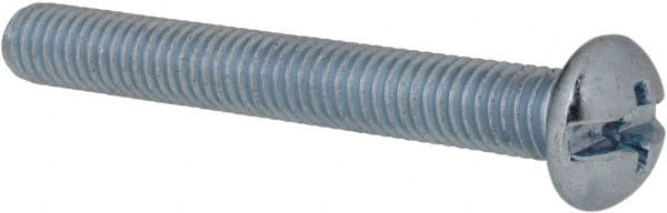 Value Collection - #10-32 UNF, 1-1/2" Length Under Head Slotted/Phillips Drive Machine Screw - Round Head, Grade 2 Steel, Zinc-Plated Finish, Without Washer - Exact Tooling