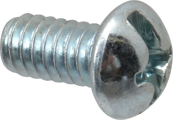 Value Collection - 1/4-20 UNC, 1/2" Length Under Head Slotted/Phillips Drive Machine Screw - Round Head, Grade 2 Steel, Zinc-Plated Finish, Without Washer - Exact Tooling