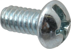 Value Collection - 1/4-20 UNC, 1/2" Length Under Head Slotted/Phillips Drive Machine Screw - Round Head, Grade 2 Steel, Zinc-Plated Finish, Without Washer - Exact Tooling