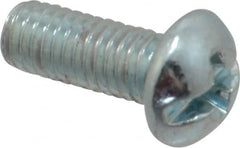Value Collection - #10-32 UNF, 1/2" Length Under Head Slotted/Phillips Drive Machine Screw - Round Head, Grade J82 Steel, Zinc-Plated Finish, Without Washer - Exact Tooling