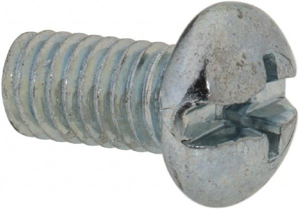 Value Collection - #10-32 UNF, 3/8" Length Under Head Slotted/Phillips Drive Machine Screw - Round Head, Grade 2 Steel, Zinc-Plated Finish, Without Washer - Exact Tooling