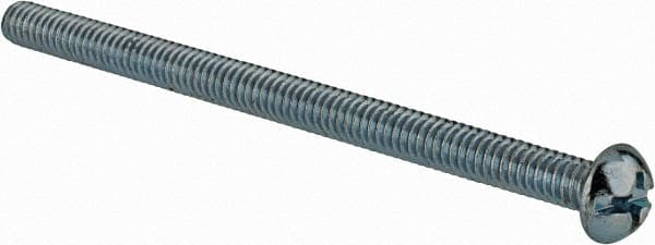 Value Collection - #8-32 UNC, 2-1/2" Length Under Head Slotted/Phillips Drive Machine Screw - Round Head, Grade J82 Steel, Zinc-Plated Finish, Without Washer - Exact Tooling