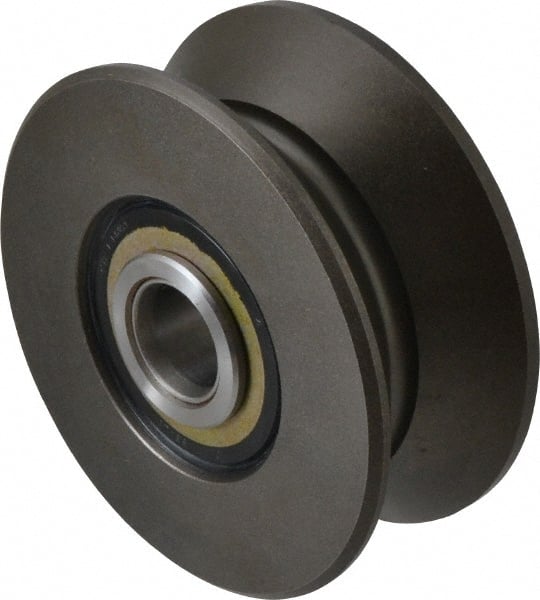 Osborn International - 3-3/4" Roller Diam x 1-9/16" Width, V Grooved Yoke Roller - Steel, 7,630 Lb Dynamic Cap - Exact Tooling