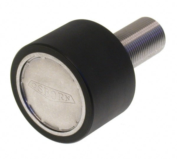 Osborn International - 2-1/2" Roller Diam x 1-11/16" Width, 1" Stud Diam x 2-1/4" Length, Plain Stud Load Runner - Urethane, 1-1/2" Thread Length, 1-14 Thread, 3-15/16" OAL, 410 Lb Dynamic Cap - Exact Tooling