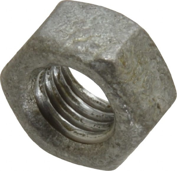 Value Collection - 5/16-18 UNC Steel Right Hand Hex Nut - 1/2" Across Flats, 17/64" High, Hot Dipped Galvanized Finish - Exact Tooling