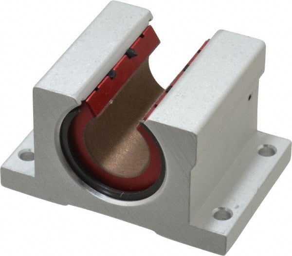 Pacific Bearing - 3/4" ID, 2-3/4" OAW x 2.063" OAL x 2.188" OAH Open Pillow Block - 1,905 Lb Static Cap, 2-3/8" Btw Mnt Hole Ctrs, 0.937" Base-to-Ctr Ht, Aluminum - Exact Tooling