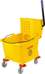 PRO-SOURCE - 31 Qt Plastic Bucket & Wringer - 22" Long x 18-1/2" High x 17" Wide, Yellow - Exact Tooling