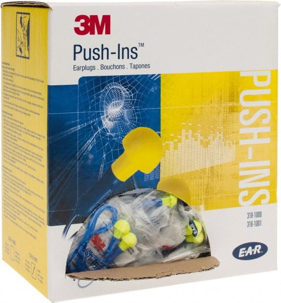 3M - Reusable, Corded, 28 dB Earplugs - Yellow, 100 Pairs - Exact Tooling