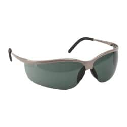 3M - Gray Lenses, Framed Safety Glasses - Anti-Fog, Scratch Resistant, Brushed Nickel Metal Frame, Size Universal, Wrap Around - Exact Tooling