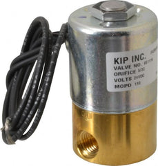 KIP - 1/4" Port, Direct Acting, Brass Solenoid Valve - Normally Closed, 110 Max PSI, Buna-N Seal - Exact Tooling