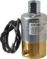 KIP - 1/4" Port, Direct Acting, Brass Solenoid Valve - Normally Closed, 125 Max PSI, Buna-N Seal - Exact Tooling