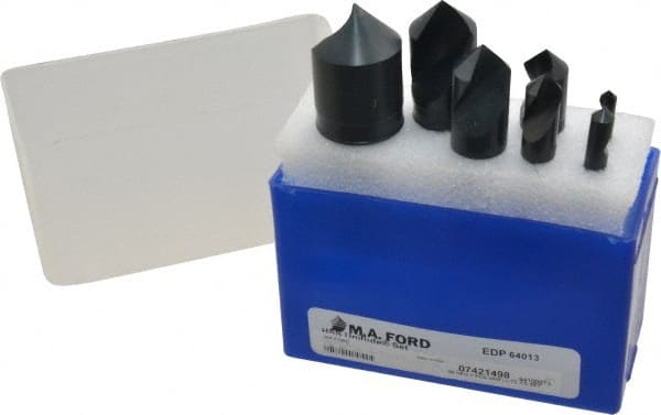 M.A. Ford - 7 Piece, 3/16 to 1" Head Diam, 90° Included Angle, Single End Countersink Set - Exact Tooling